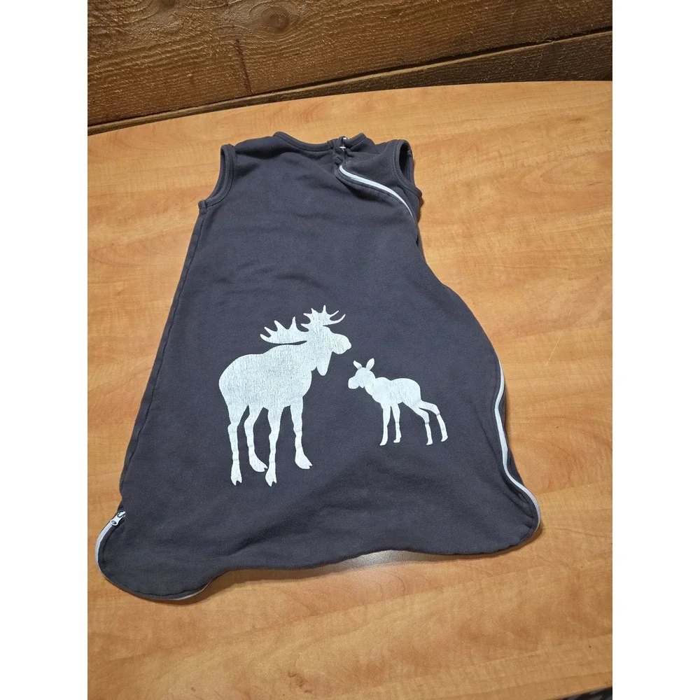 Danha Kids Gry/Brwn Cotton Moose Graphic Sleep Sack Wearable Blanket 6-18 Months